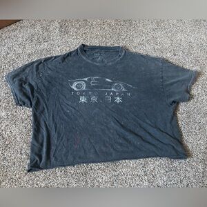 Pre loved distressed crop top racing Fifth Sun Charcoal Tokyo Japan Graphic Tee